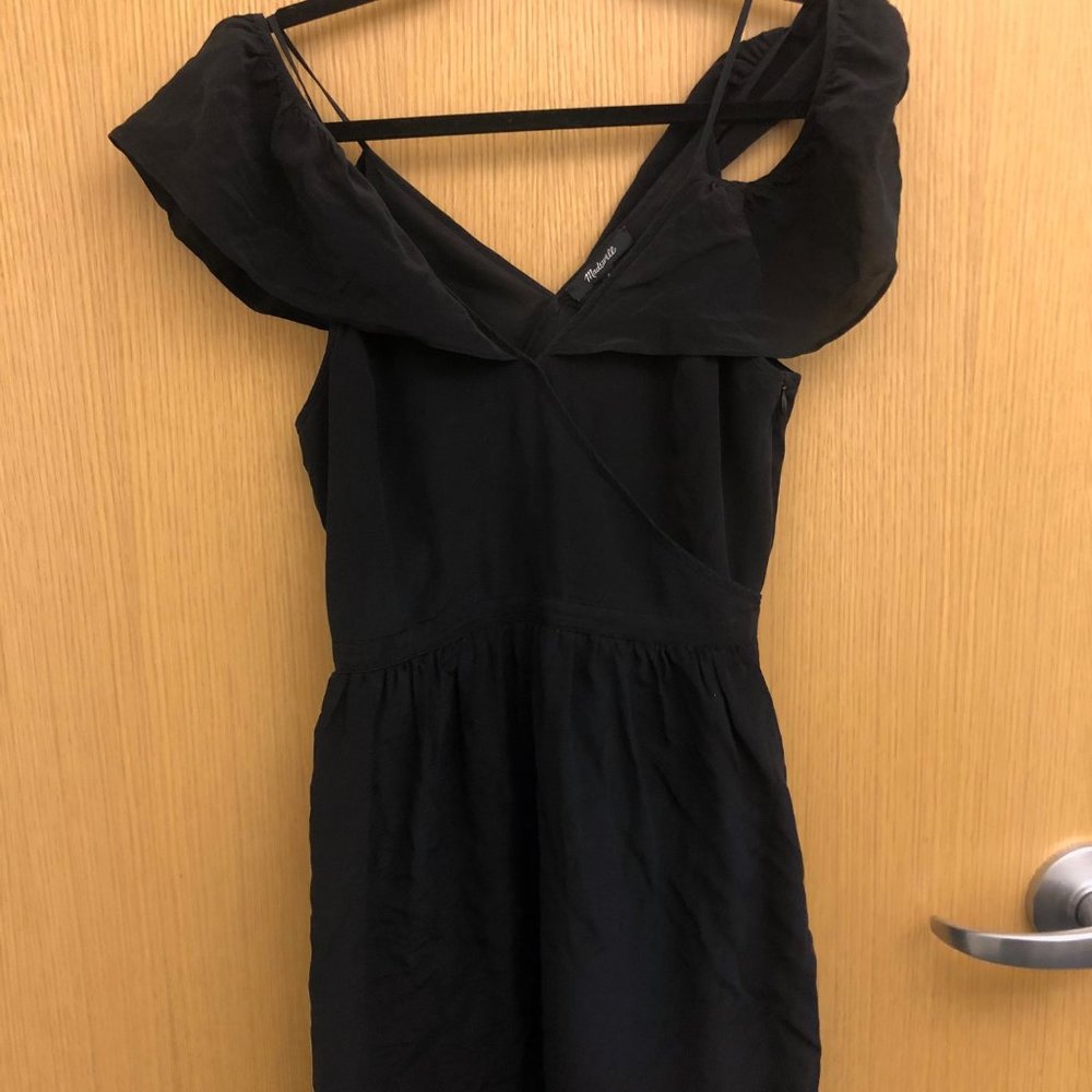 Madewell Black Cold-Shoulder Ruffle Dress